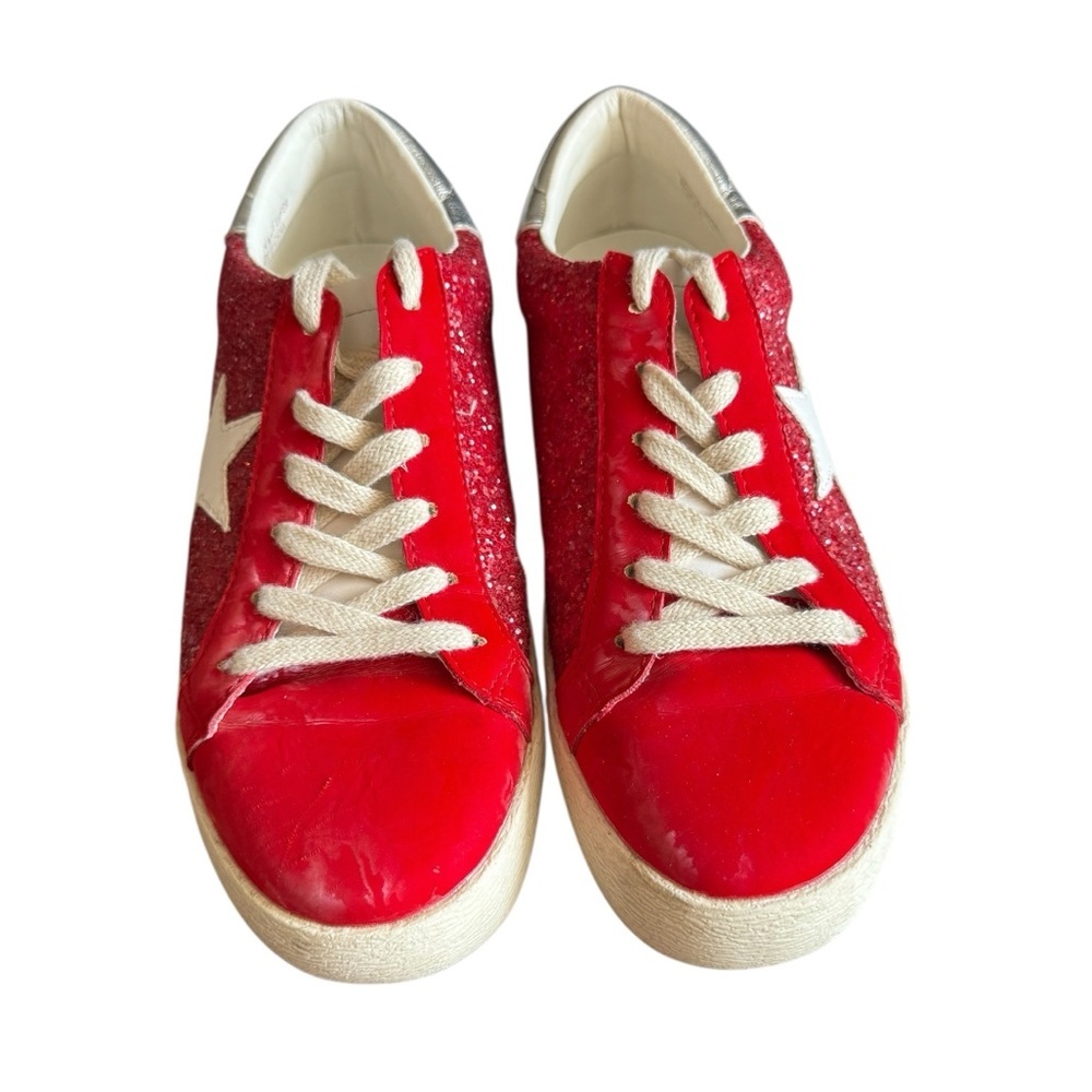 Mi.iM Skylar Rubber Sole Lace-up Glitter Leather Star Sneakers Women’s Size 6.5 - Picture 2 of 10